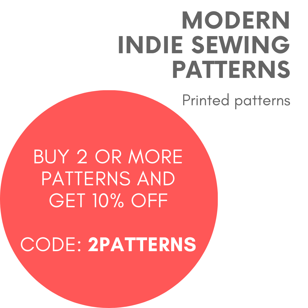 promo on printed sewing patterns: buy 2 or more and get 10% off with code 2PATTERNS at checkout