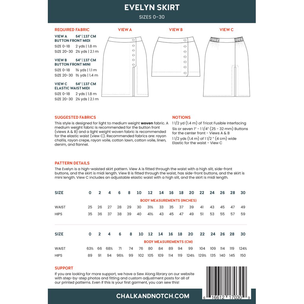 Chalk and Notch - Evelyn Skirt-Patterns-Sew Not Complicated Atelier de Couture