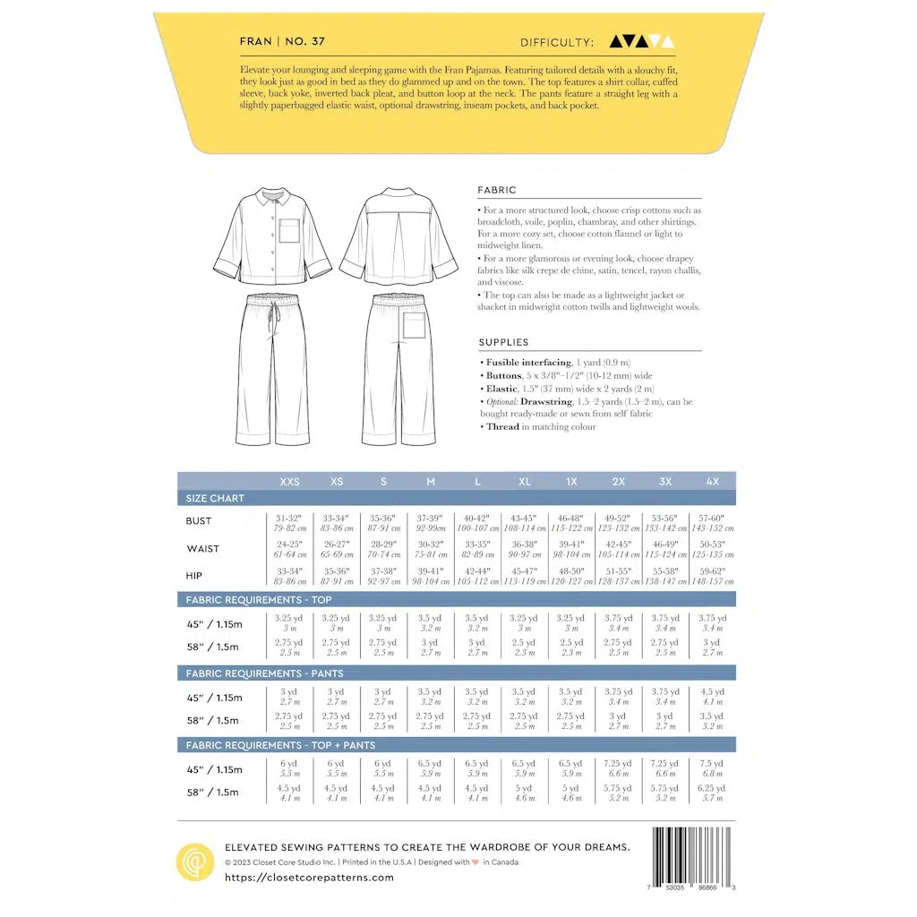 Closet Core Patterns - Fran Pajama-Closet Core Patterns-Sew Not Complicated Atelier de Couture