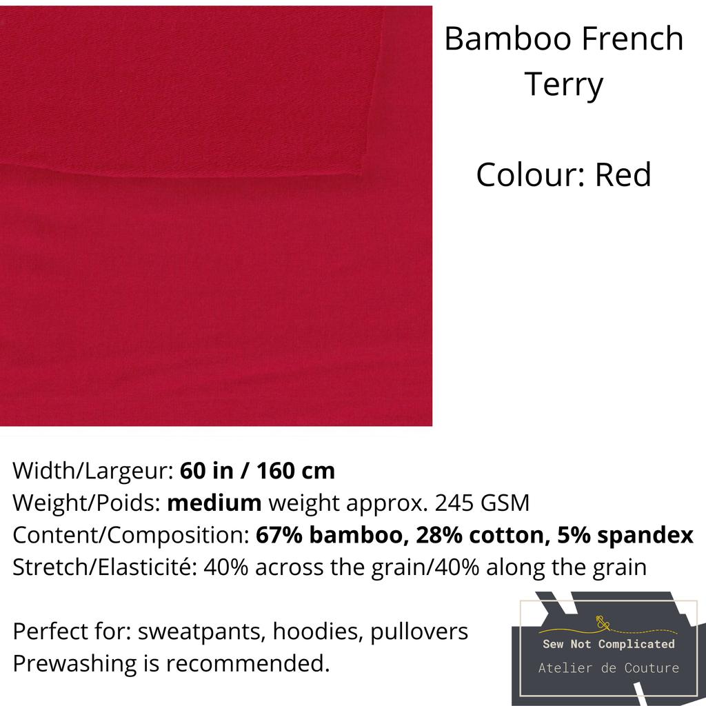 Bamboo French Terry - Red Berries - 1/2 meter-Fabrics-Sew Not Complicated Atelier de Couture