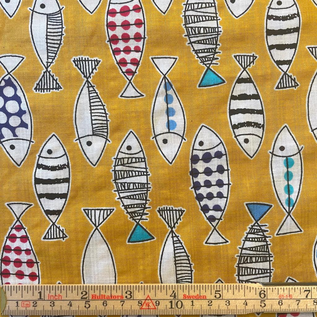 Summer Fish Voile Mustard - 1/2 meter-Fabrics-Sew Not Complicated Atelier de Couture