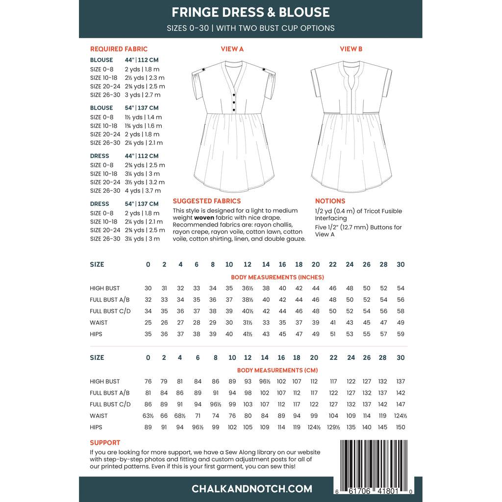 Chalk and Notch - Fringe Dress and Blouse-Patterns-Sew Not Complicated Atelier de Couture
