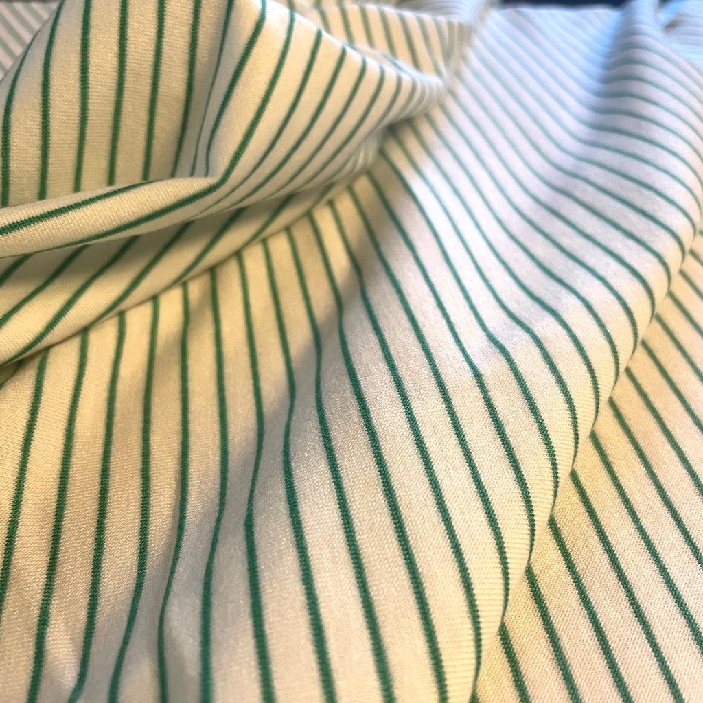Off-white and Green Lean Stripes - 1/2 meter-Telio-Sew Not Complicated Atelier de Couture