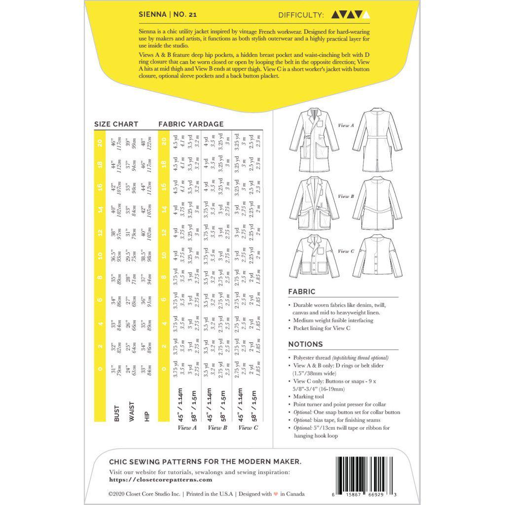 Closet Core Patterns - Sienna Maker Jacket-Patterns-Sew Not Complicated Atelier de Couture