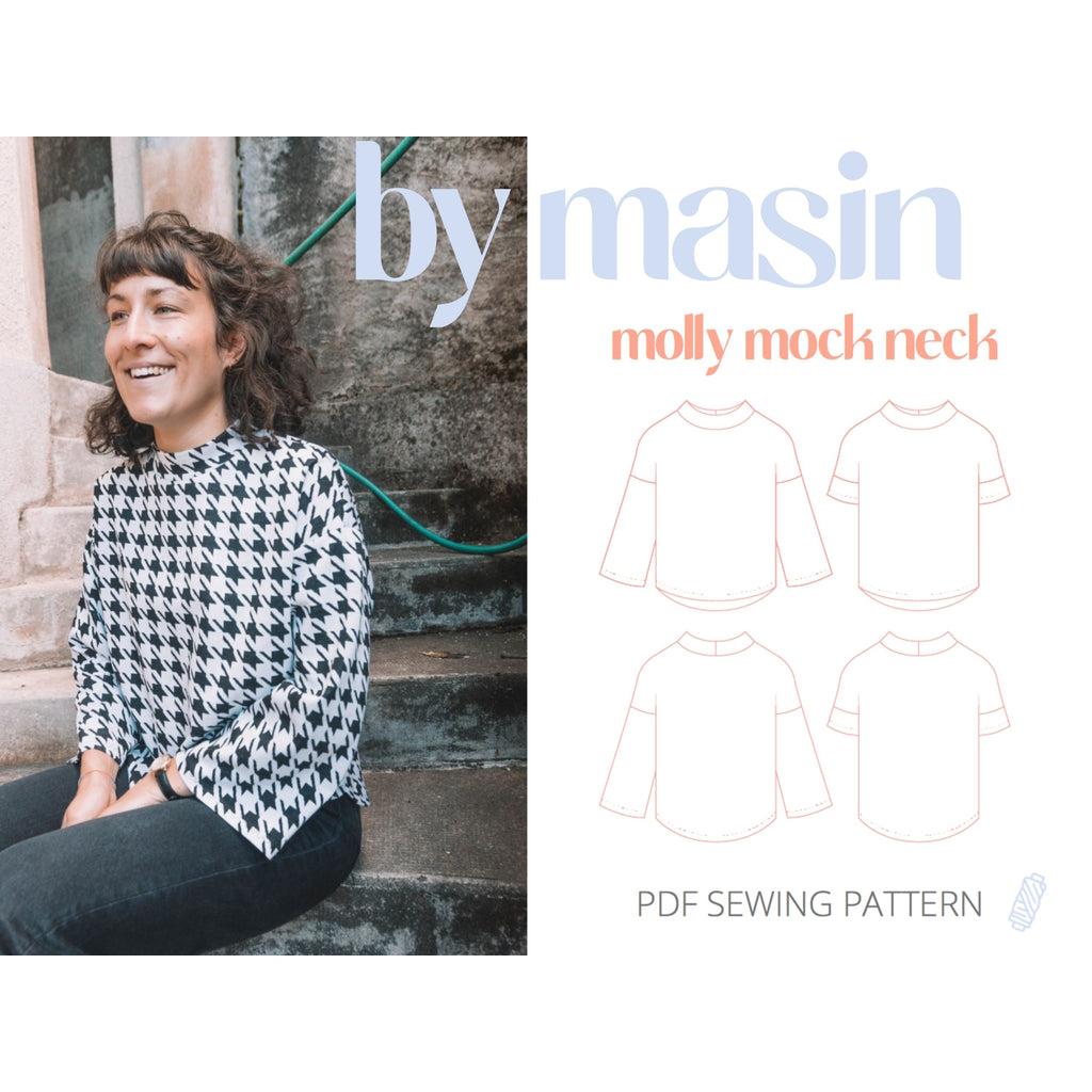 by Masin - Molly Mock Neck Top PDF Sewing Pattern-Patterns-Sew Not Complicated Atelier de Couture