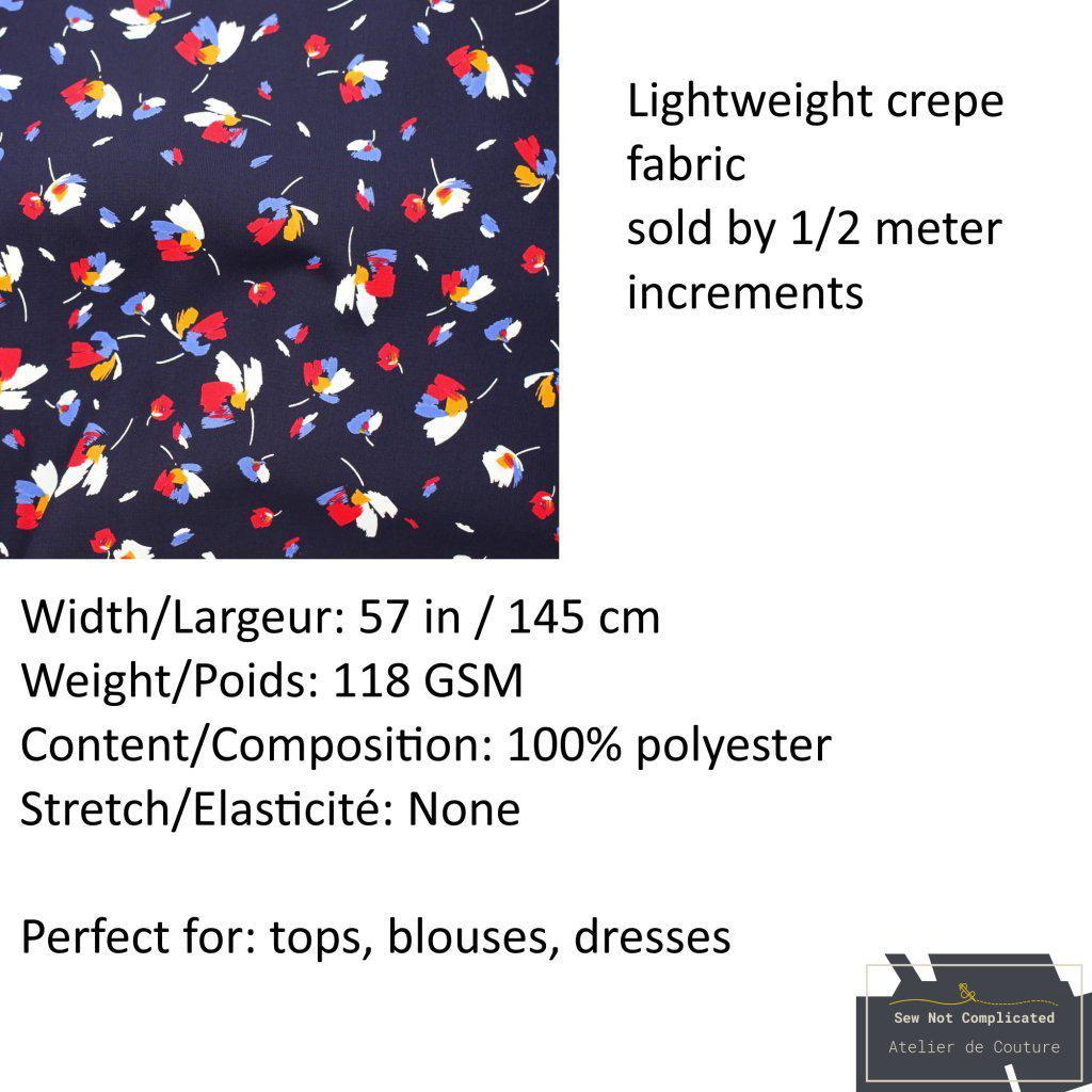 Robin Crepe - Navy - 1/2 meter-Fabrics-Sew Not Complicated Atelier de Couture